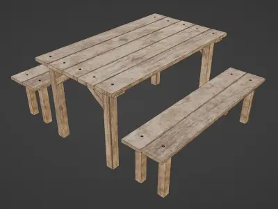 Wooden Table Free low-poly 3D model purchase