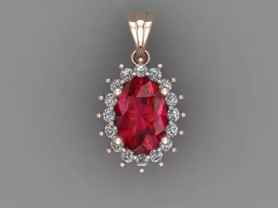Ruby Rose Gold Diamond Pendant 3D Print Model 3D print model get