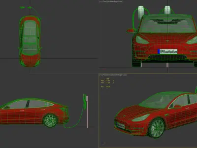 Tesla 3 electric car Low-poly 3D model