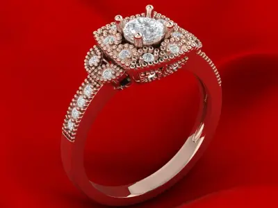 Vintage luxury engagement ring 3D print model purchase