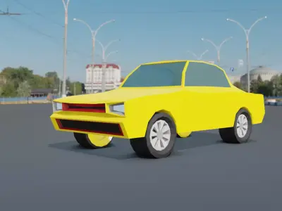 A Yellow Low Poly Car Model 3D model