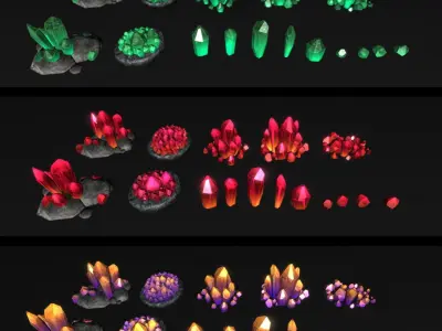 PBR Crystals Pack Free 3D model