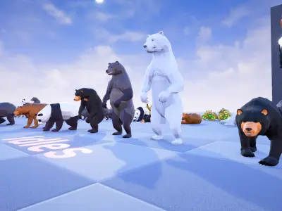 Poly Art Bears  Low-poly 3D model