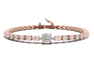 Tennis Bracelet with Cushion Center Stone 3D print model