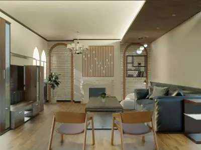 living room interior Low-poly 3D model