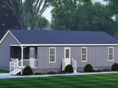 Barndominium Tiny House Exterior  Compact Barn Style Modern Home 3D model