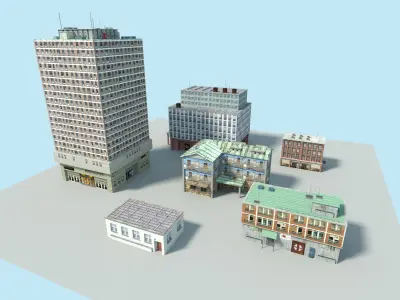 city buildings pack Low-poly 3D model