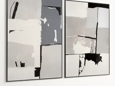 Plaster Two Photo Frame 521 Low-poly 3D model