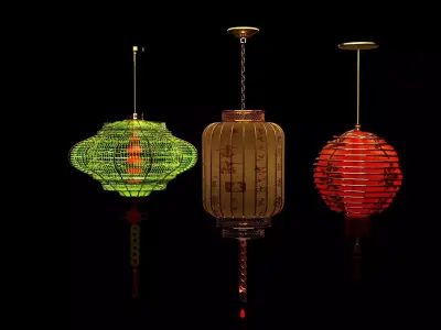 Chinese  red  lantern  Low-poly 3D model purchase