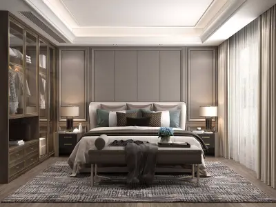 Modern Bedroom Scene 32 3D model