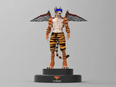 Meta Tiger Character Low-poly 3D model