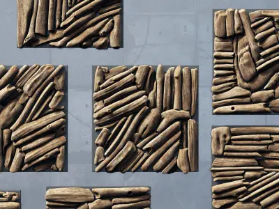 Rectangle  panel branch splinter Big n3 3D model