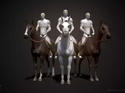 Classic Horse Animated Asset Low-poly 3D model