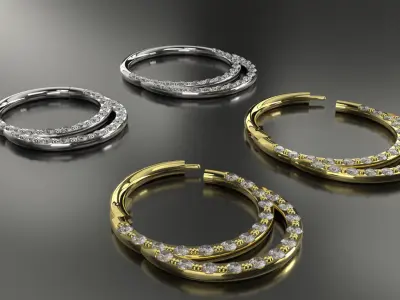 Piercing Segment doble four models  for Ear and Septum 3D print model