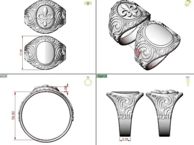Royal lily ring Heraldic  3D print model