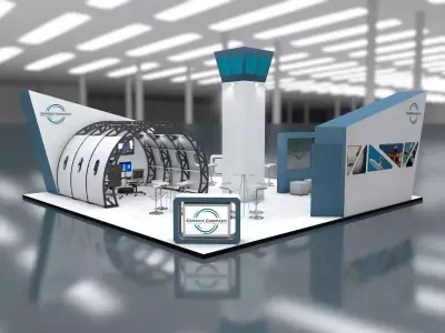 Exhibition Stand Booth stall 10x10m Height 500cm 4 Side Open 3D model