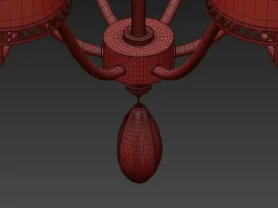 Allegretto four light chandelier in brass with shades 3D model