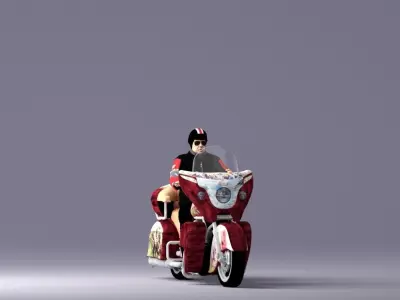 Man on the redish bike 0935 3D model