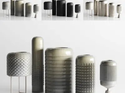 Vase Concrete metal ceramic Indoor Outdoor Set 04 3D model