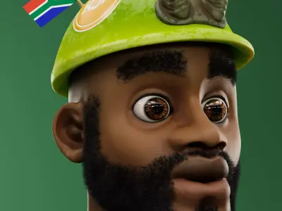 Sipho the Springboks fan rigged 3D model