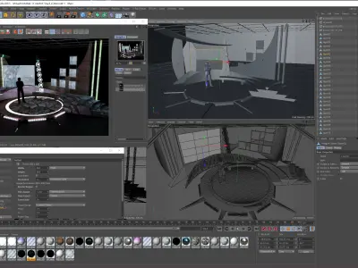 Virtual TV Studio Chat Set 11 3D model