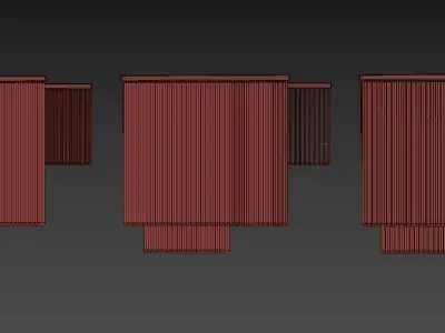 Vertical wooden blinds 3 options 3 colors 3D model