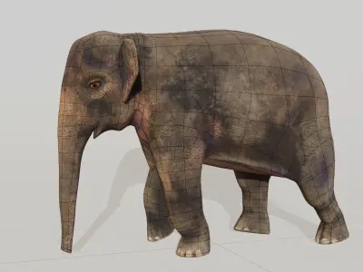 Asian elephant  Low-poly 3D model