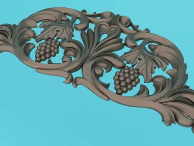 Carved grapevine and carved decor around 3D Molding  Low-poly 3D model