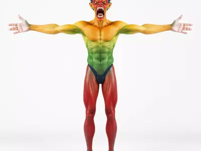 Colorful Demon Character Model Pack with Tribal Design Low-poly 3D model