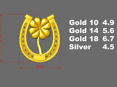 LUCKY FOUR LEAF CLOVER Pendant 3D print model