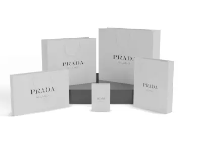 Prada Shopping Bag - Luxury 3D Packaging Model Low-poly 3D model