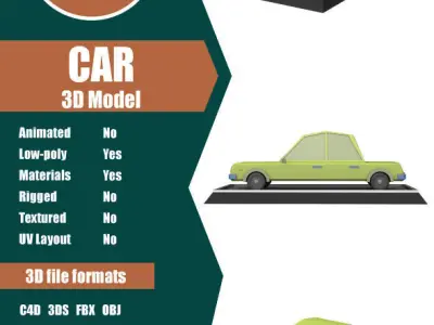Low Poly Car paper Low-poly 3D model