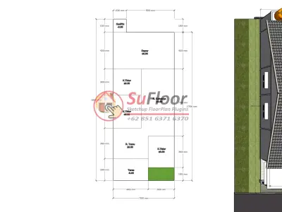 House 7x17m code 614 - Sketchup 3D model 3D model 3D model