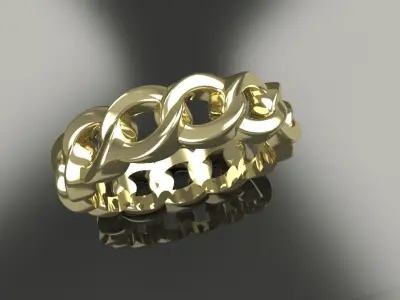 Fancy Link Ring Size 10 Gold Silver Platinum Luxury Jewelry 3D print model