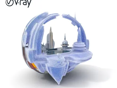 Futuristic Cityscape Sphere Model Pack Low-poly 3D model
