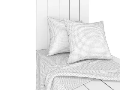 Blanket and Pillows on Window 3D model