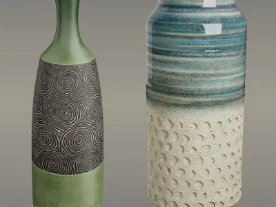 Decorative Pots Low-poly 3D model