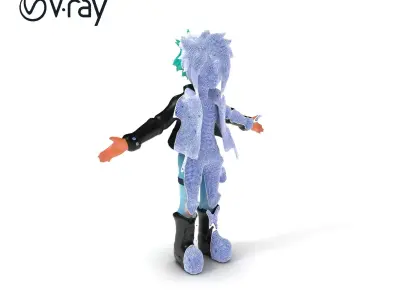 Dynamic Punk Girl D Character Model with Turquoise Hair and L... Low-poly 3D model