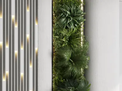 Vertical Wall Garden With concrete frame Low-poly 3D model