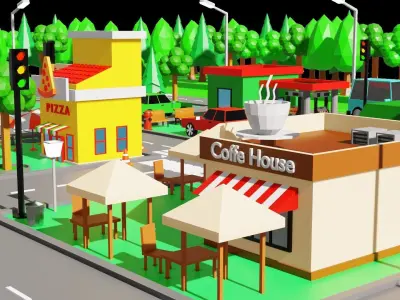 Low Poly City Map Low-poly 3D model