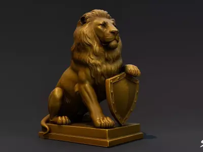 Lion Statue V6 Low-poly 3D model