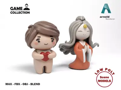 Clay figures Low-poly 3D model