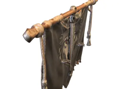 Mystic Wolf Banne Low-poly 3D model