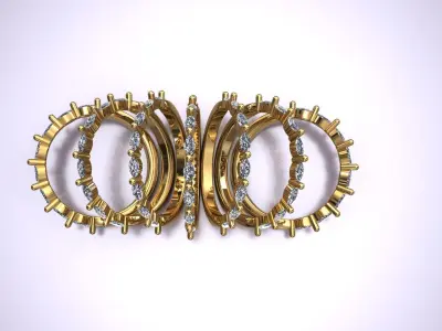 marquise gold ring with diamonds 3D print model