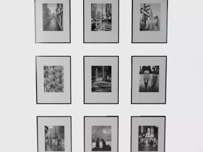 Black and white photographs of the city - Wall Art 3D model