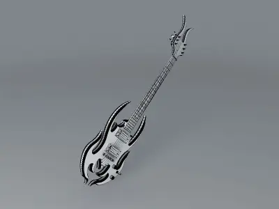 Green Meanie guitar Free 3D model
