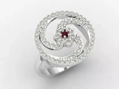 Diamond Triple Circle Ring 3D print model