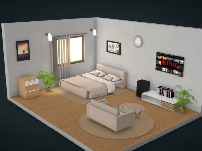 3D Isometric Room 3D model