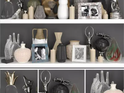 Decorative set of vases and figurines 3D model