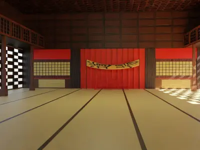 Dojo Fighting Hall Low-poly 3D model